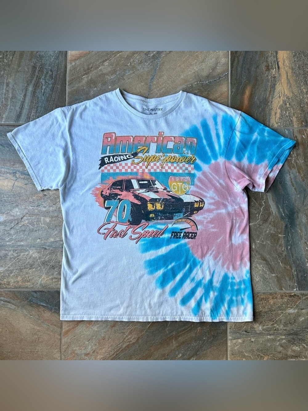 Chemistry American Racing GTO Graphic T-Shirt Men's Size XL Tie Dye